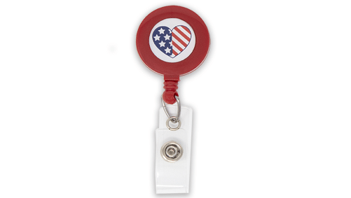 American Flag Heart ID Badge Reel